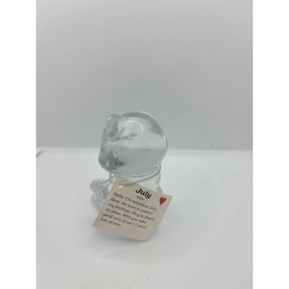 Fenton Clear Glass Birthstone Bear Red Heart July USA With Tag - Picture 2 of 5
